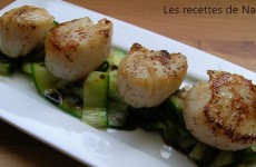 Noix de St Jacques au caramel balsamique et tagliatelles de courgettes