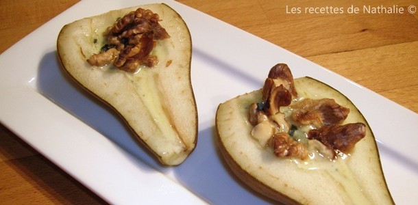 Poires farcies au roquefort et aux noix