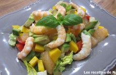 Salade exotique mangue, crevettes, pamplemousse